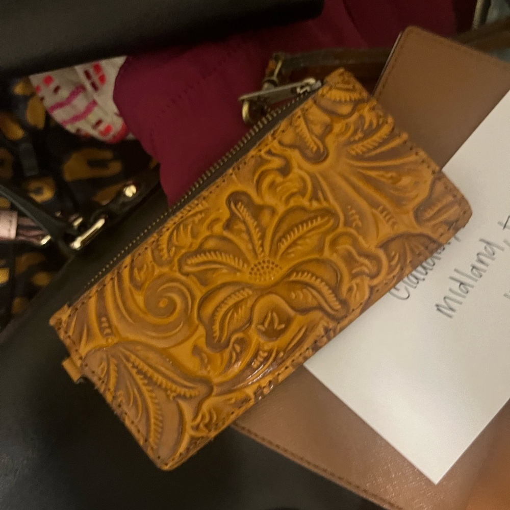 Patricia Nash Embossed Floral Wallet in Tan and Brown